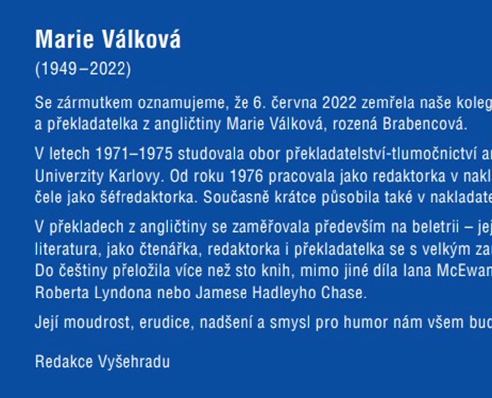 Marie Válková (1949-2022)